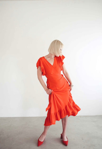 Darling Wrap Dress (Orange)