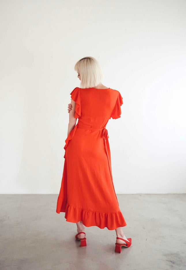 Darling Wrap Dress (Orange)