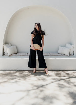 Ecru Black Linen Set