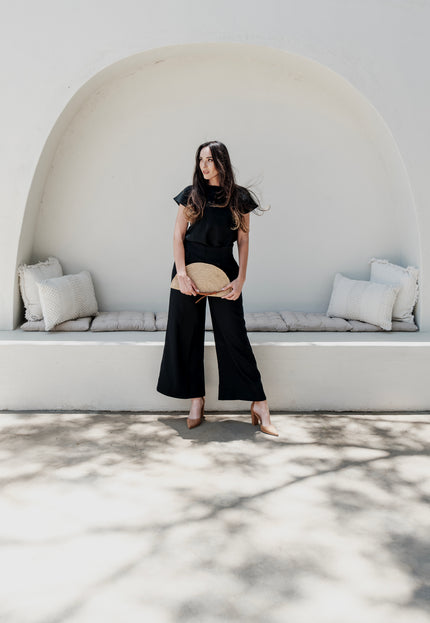 Ecru Black Linen Set
