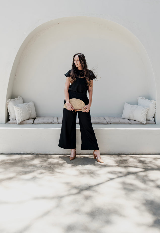 Ecru Black Linen Set