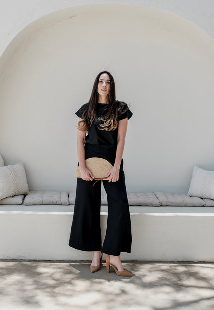 Ecru Black Linen Set