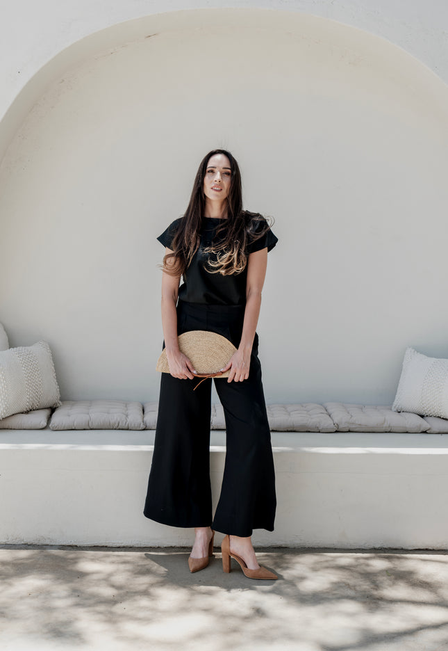 Ecru Black Linen Set