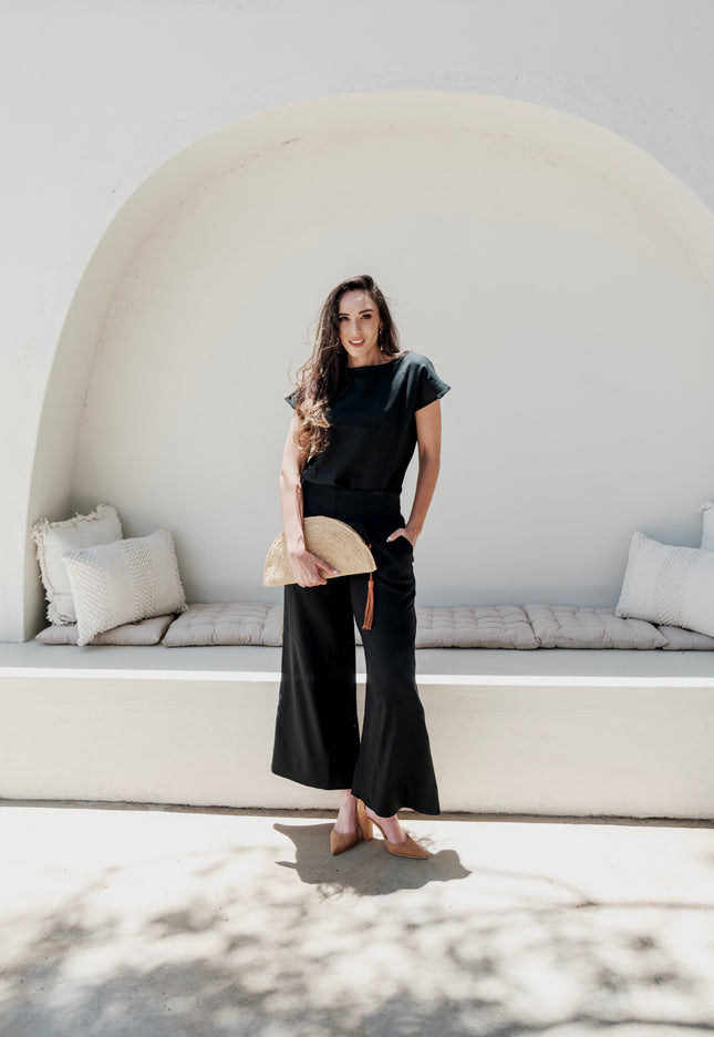 Ecru Black Linen Set