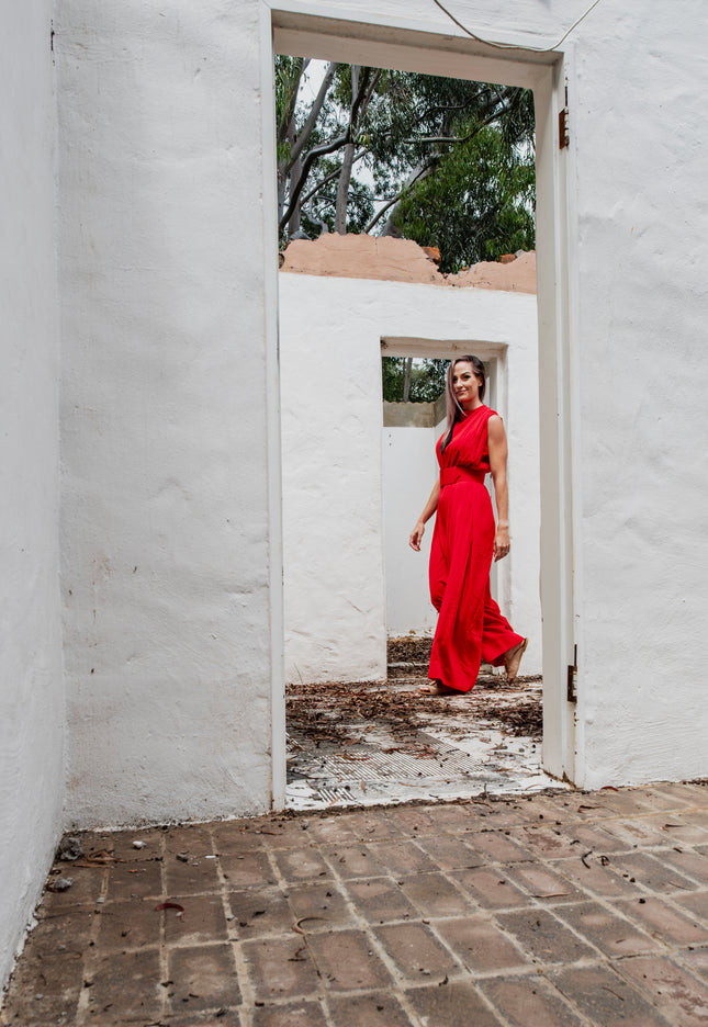 Wide Leg Jumpsuit (Red)
