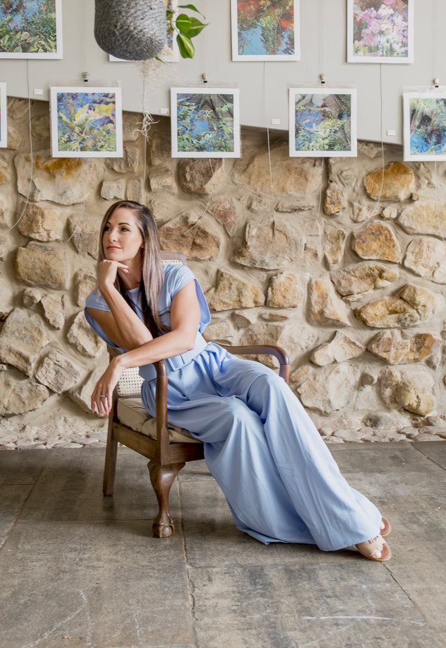 Wide Leg Jumpsuit (Pastel Blue)