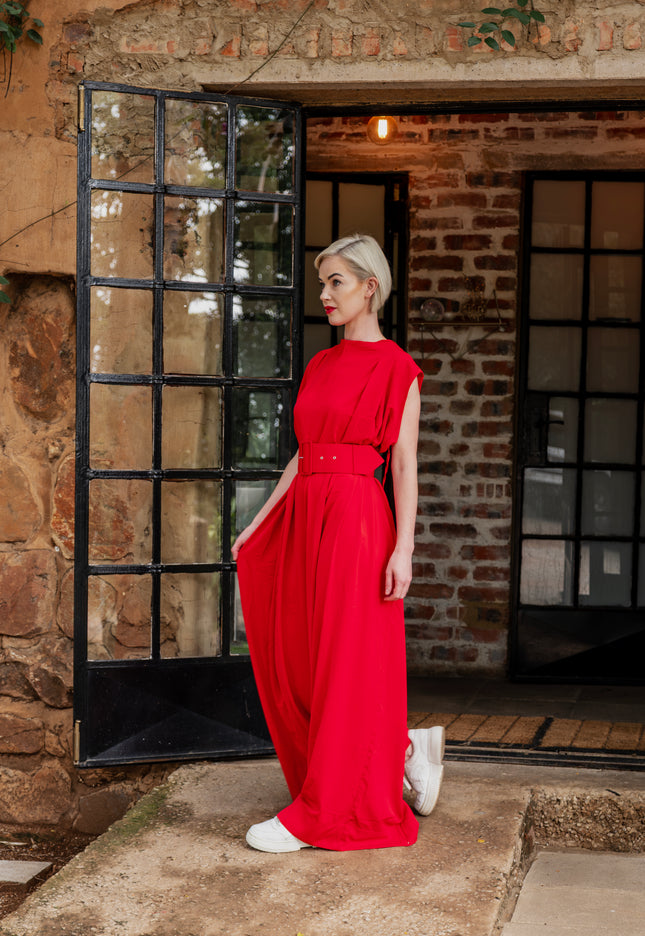 Wide Leg Jumpsuit (Red)