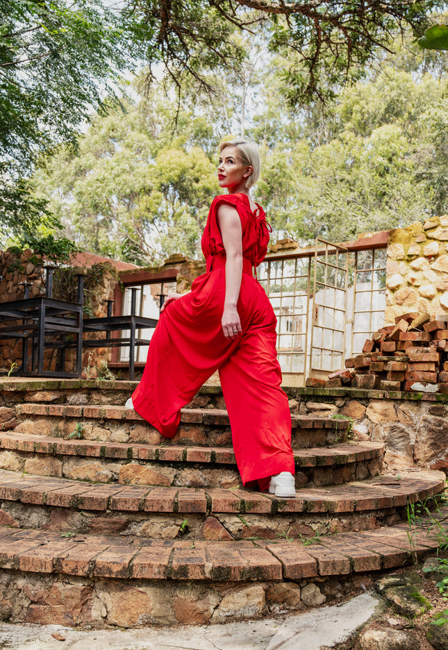Wide Leg Jumpsuit (Red)