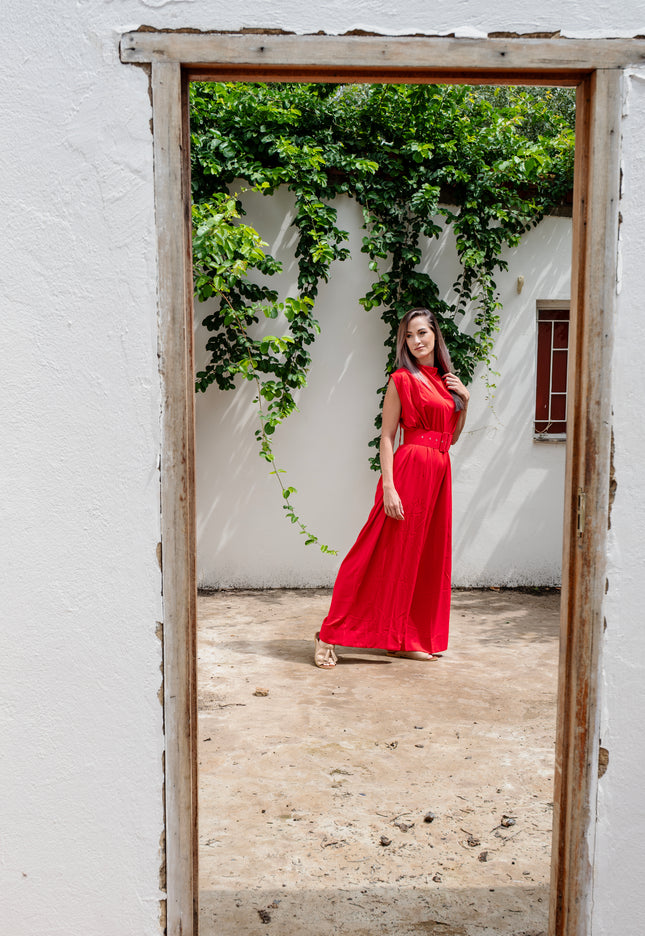 Wide Leg Jumpsuit (Red)