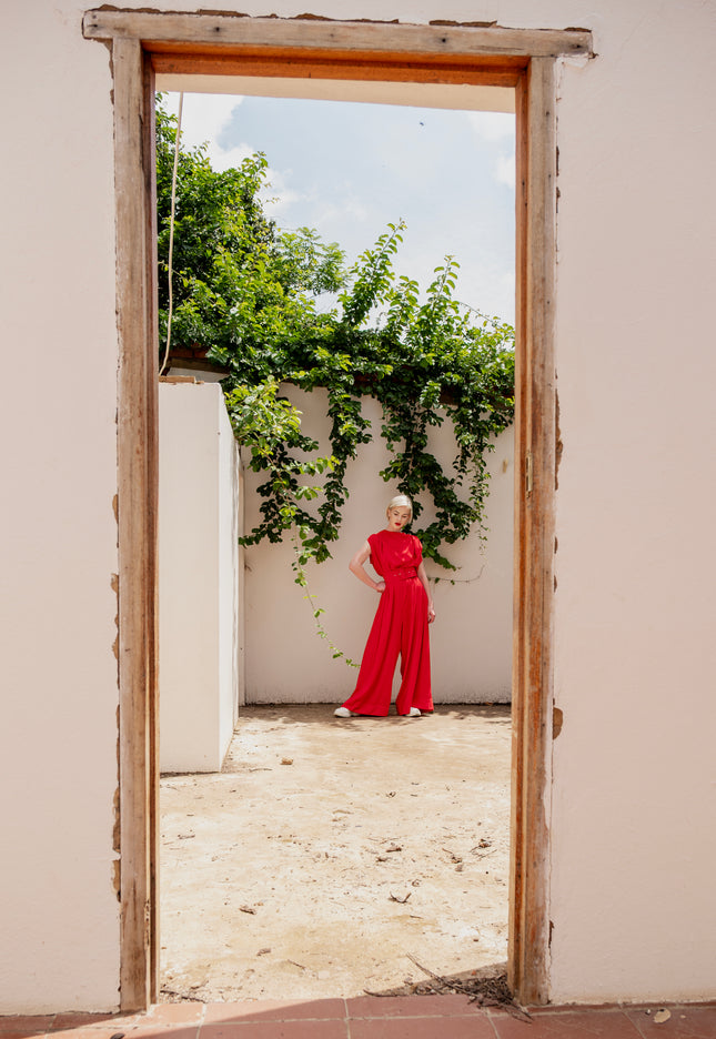 Wide Leg Jumpsuit (Red)