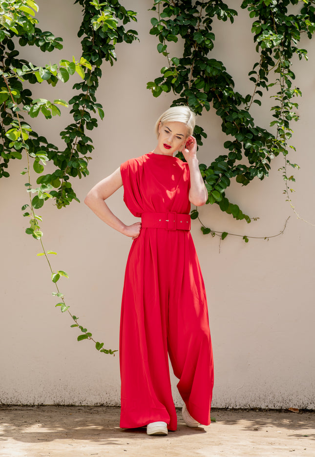 Wide Leg Jumpsuit (Red)