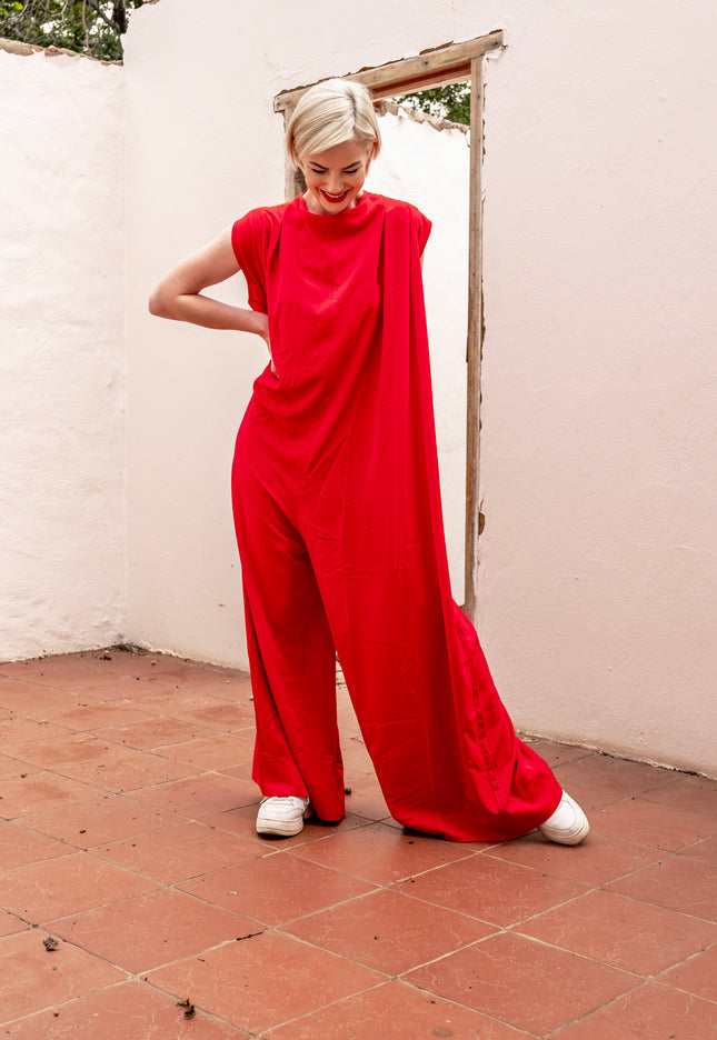 Wide Leg Jumpsuit (Red)